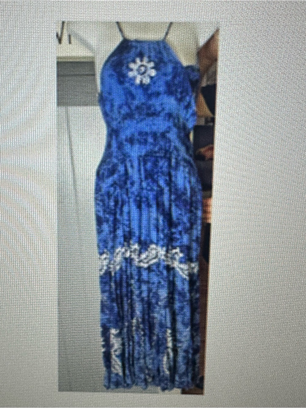 Advance Apparels Cobalt Blue with white embroidery Maxi Dress free size